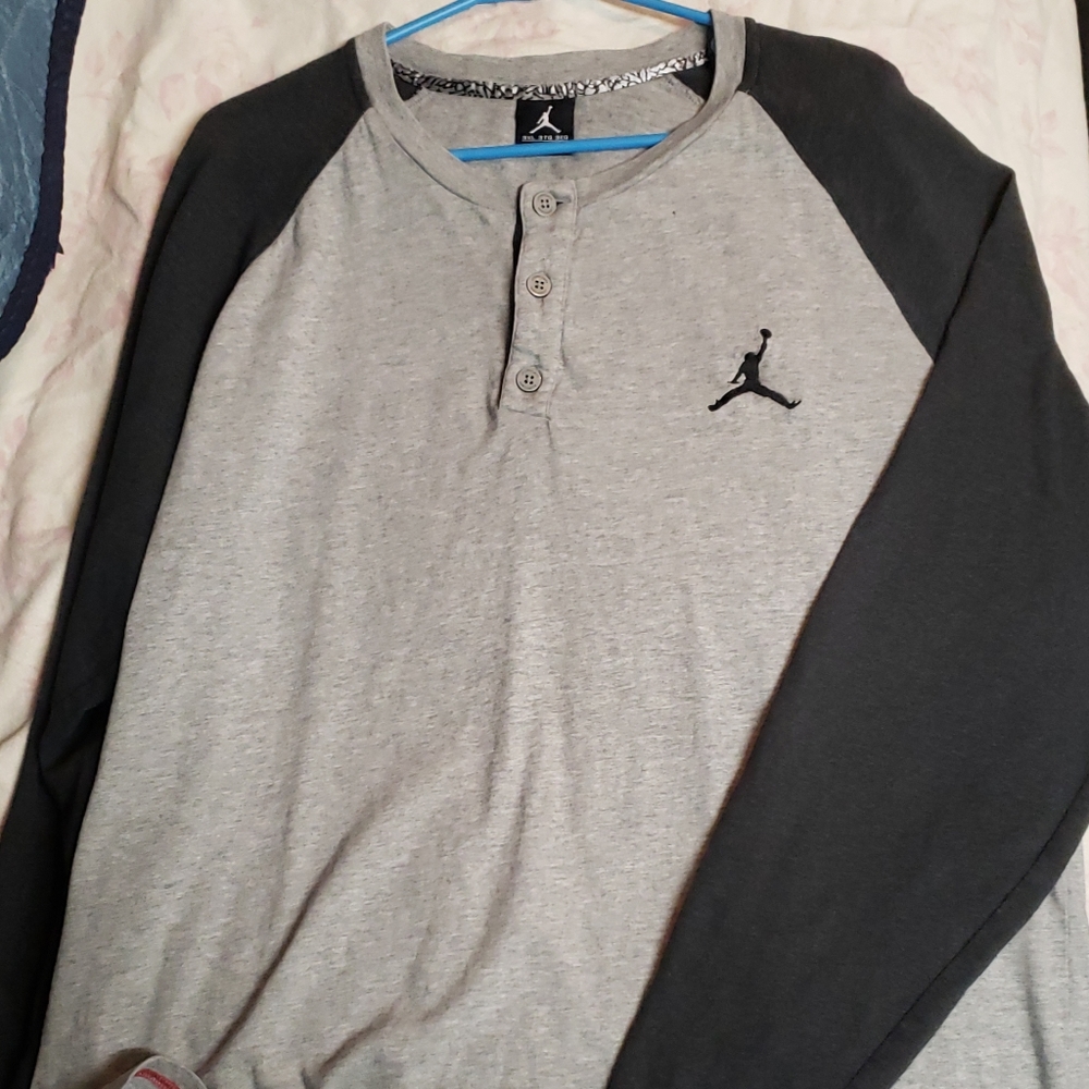 Jordan henley button up collar longsleeve mens 3XL